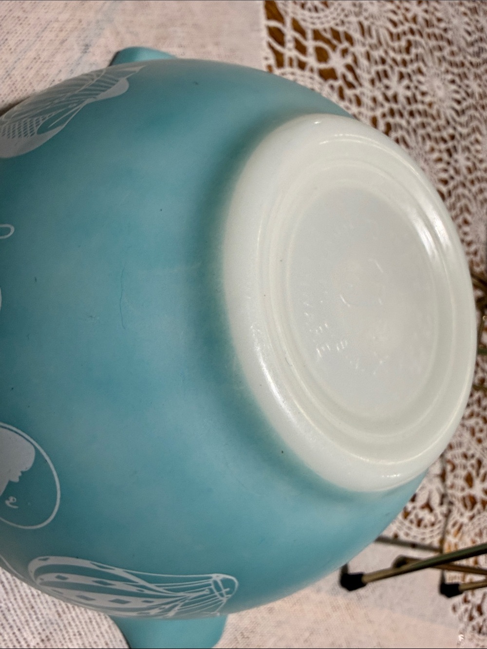 Turquoise PYREX promo Hot Air Balloon 441 cinderella mixing bowl chip and dip - Picture 4 of 13